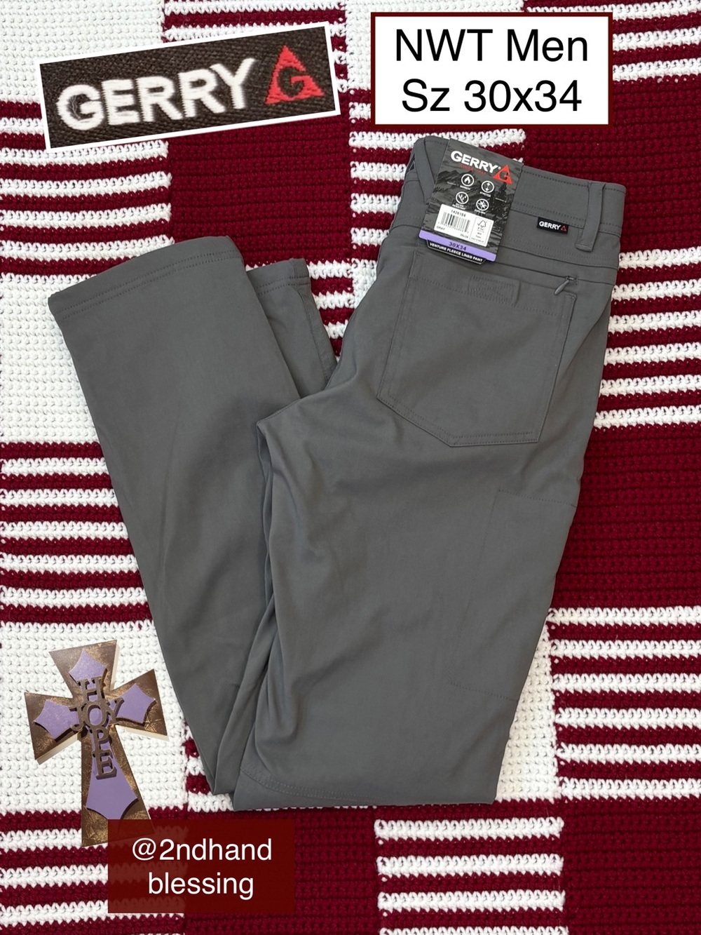 NWT Gerry Venture Fleece Lined Pants, Men 30x34, Gray, Water Resistant, Warmth